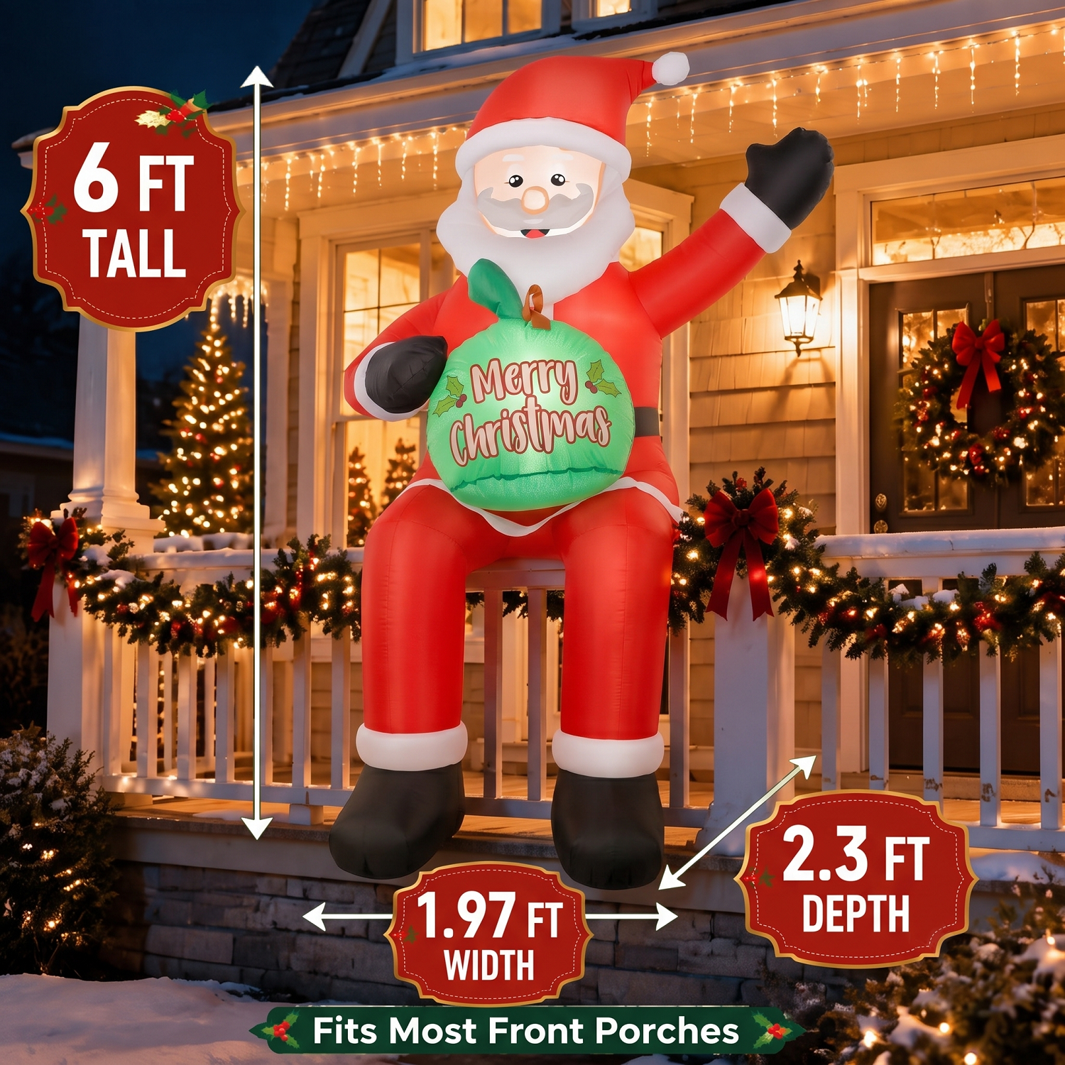 Belita Amy 6ft Inflatable Sitting Santa with LED Lights photo 4