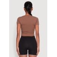 thumbnail image 5 of Womens Ruched Crew Neck Cropped Tee, 5 of 5
