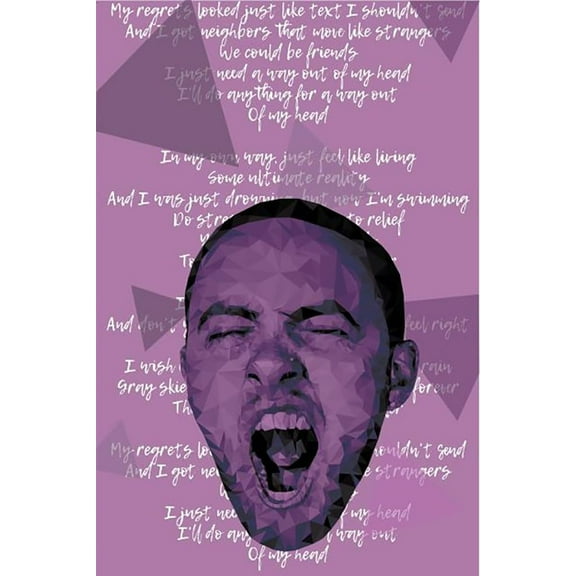 BUY ART FOR LESS Officially Licensed Mac Miller Purple Lyrics 24 x 36 Inch Art Poster - Decorative Print - Poster Paper - Ready to Frame