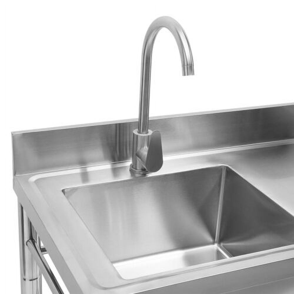 Stainless Steel Commercial Sink Kitchen Utility Sink Single Bowl w/Prep Table