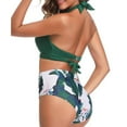 thumbnail image 4 of Women Vintage Swimsuit Two Piece Retro Halter Ruched High Waist Print Bikini Set, 4 of 9