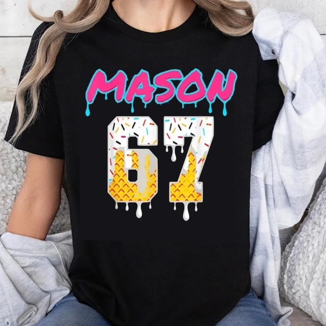 Playera 100% Algodón Mason 67 con Diseño Drip de Helado - Para Mujer, Unisex - Ideal para el Verano