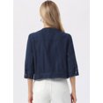 thumbnail image 4 of DARING DIVA Women's Casual 3/4 Sleeve Button Up Cropped Denim Jacket XL Dark Blue, 4 of 6