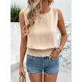 thumbnail image 6 of Womens Crew Neck Crop Tank Tops Cute Summer Sleeveless Smocked Tops  S, 6 of 9
