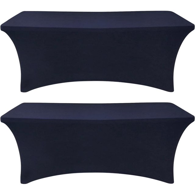 GHSDFBB Spandex Table Cover Fitted Rectangular Tablecloth Stretchable Fabric Lycra Tablecloth 4 ft Wrinkle-Free for Party Dj Tradeshows Banquet Weddings Cocktail, 2 Pcs
