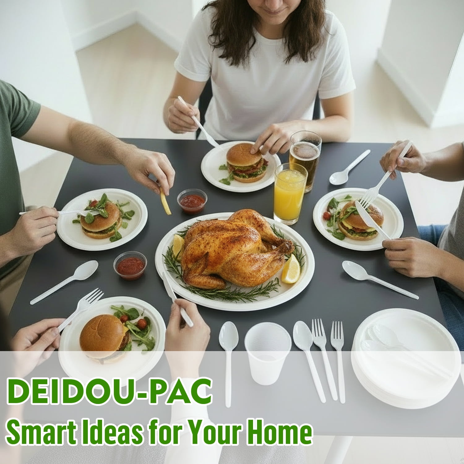 BEIDOU-PAC Compostable Heavy Duty Disposable Oval Paper Plates, 150 Count | 12.5 Inch | Natural Bagasse, Biodegradable Eco-Friendly Sugarcane BBQ, Party, Gathering, Picnic White Sugarcane Tray