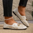 thumbnail image 6 of Women's Loafers Wide Width, Retro Embroidered Slip-On Flats for Women, Metal Accent Soft Sole Low Heel Moccasins, Trendy Casual Dress Shoes for Spring Summer, Black/White/Mint, 6 of 10