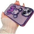 thumbnail image 2 of 6D Electroplated for iPhone 14 Case for Women Girls Luxury Liquid Quicksand Case with Camera Protector Glitter Sparkly Bear Slim Shockproof Rubber Protecive Case (Deep Purple), 2 of 10