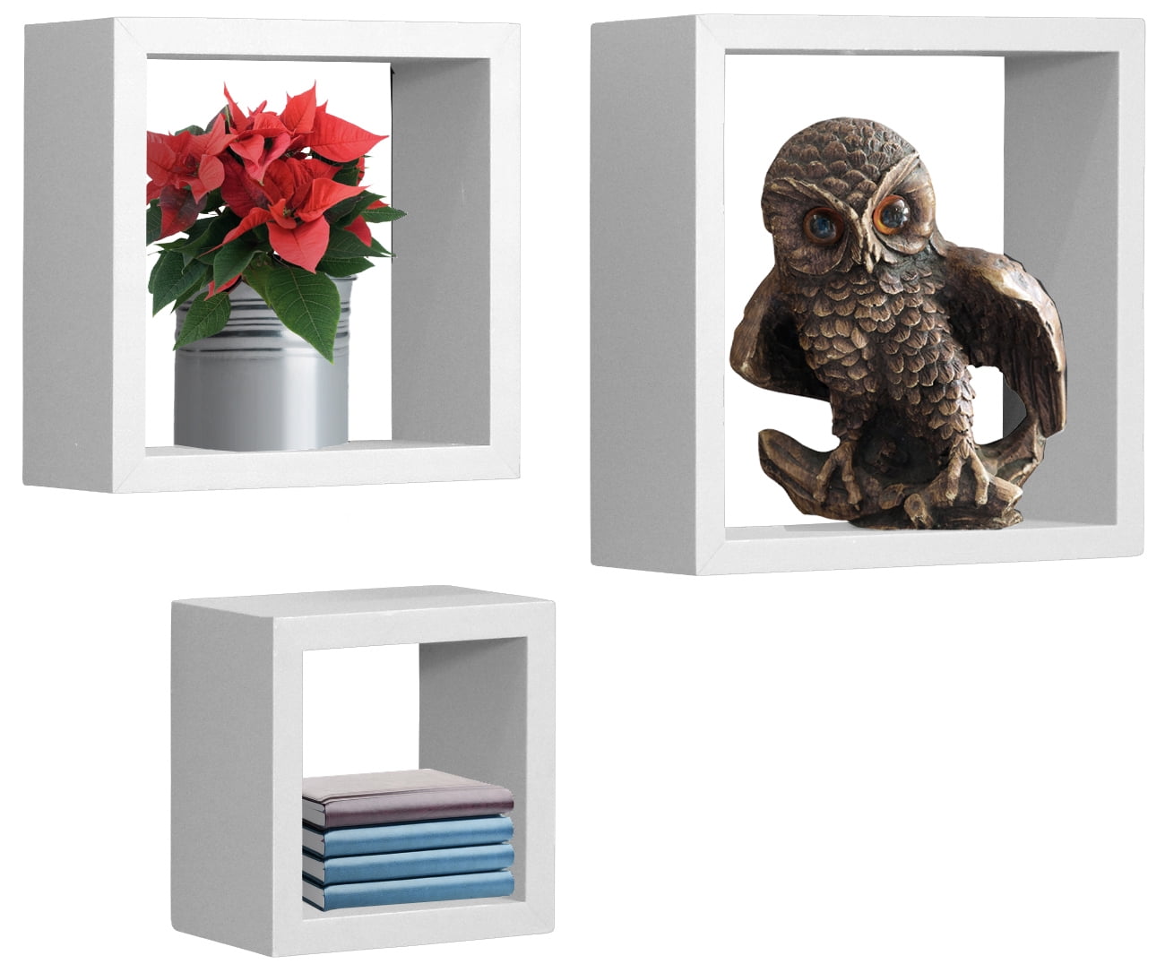 Sorbus 5” x 9” Floating Box Shelves - 3-Tier Faux Wood Floating Shelves (3 Count)
