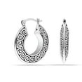thumbnail image 5 of LeCalla 925 Sterling Silver Greek Wall Cut-Out Pattern Click-Top Light-Weight Hoop Earrings for Women and Teen 25MM, 5 of 7