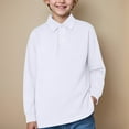 thumbnail image 2 of HUCOAE Girls Long Sleeve Uniform Shirts Dress Shirts For Boys Boys' School Uniform Long Sleeve Polo Shirt, Button Closure, Comfortable Fabric B23 shirt White 6-7 Years, 2 of 5