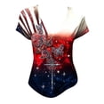 thumbnail image 4 of MEICHEN Women's V Neck Butterfly & Rose Print T Shirt Patriotic Glitter Graphic Casual Top, 4 of 4