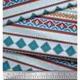 thumbnail image 2 of Soimoi Blue Silk Fabric Aztec Geometric Print Fabric by the Yard 42 Inch Wide, 2 of 3