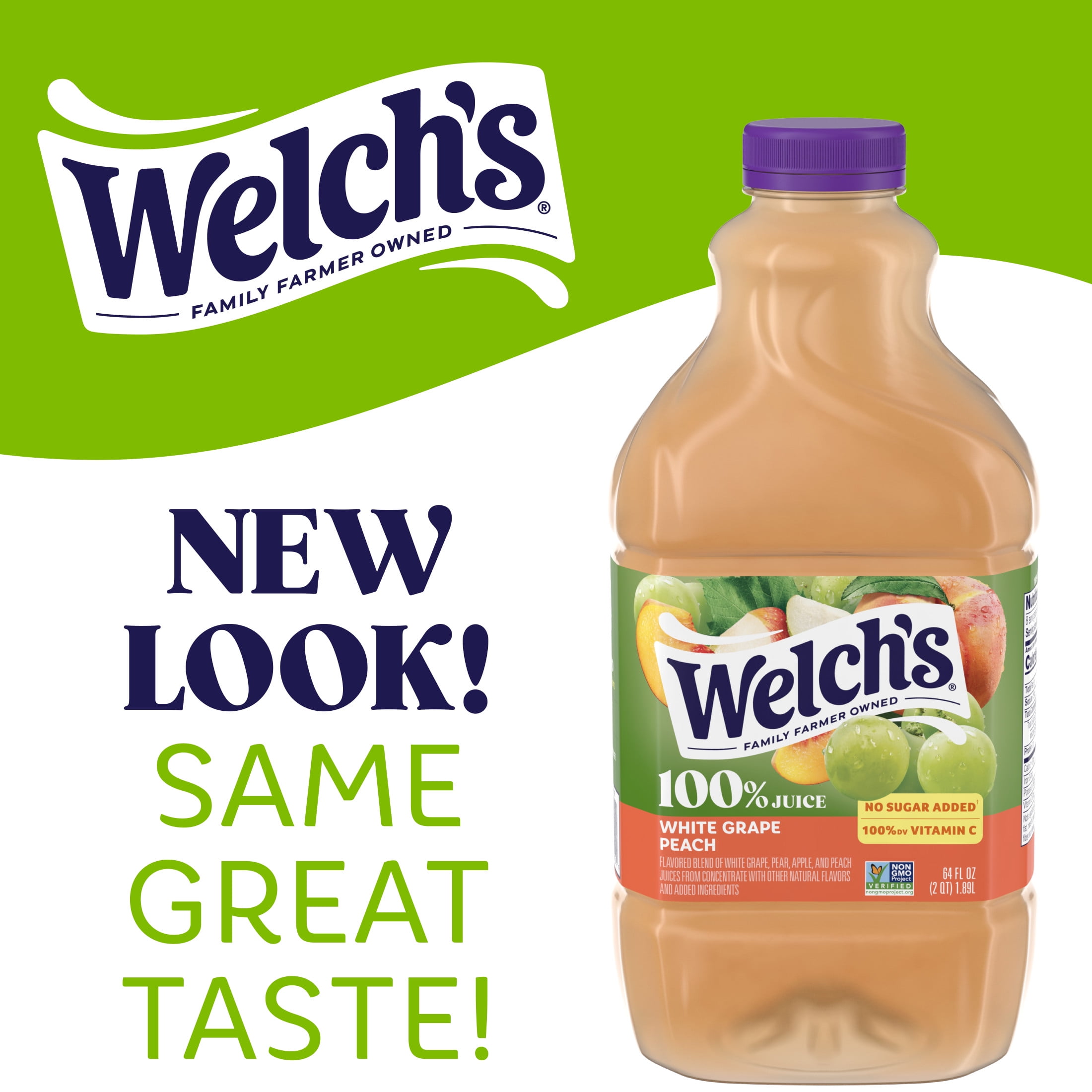 Welch's 100% Juice, White Grape Peach, 64 fl oz Bottle