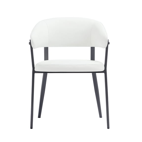 Belle White Textured Leatherette Dining Chair with Metal Legs