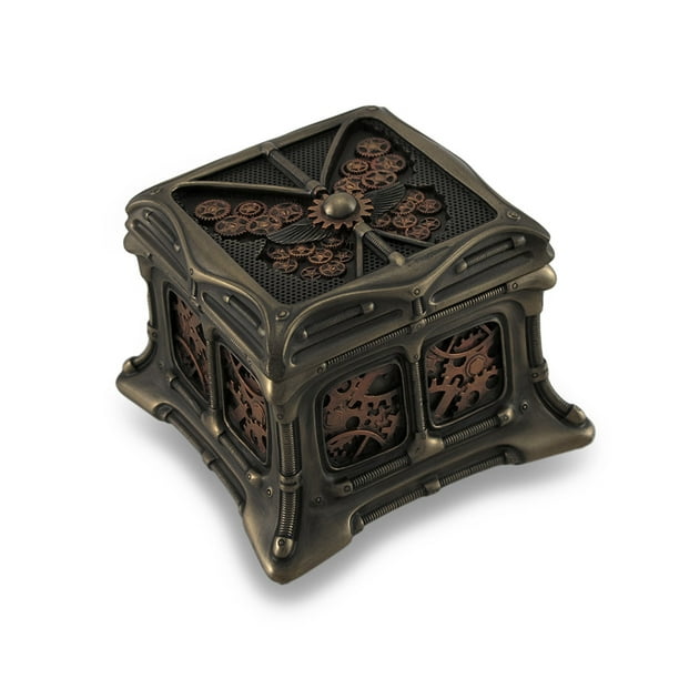 Veronese Design Steampunk Butterfly Bronze Finish Trinket Box Stash Box