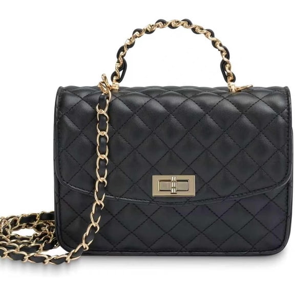 Small Quilted Crossbody Bag for Women, Vegan Leather Clutch Purses, Medium  Handbag