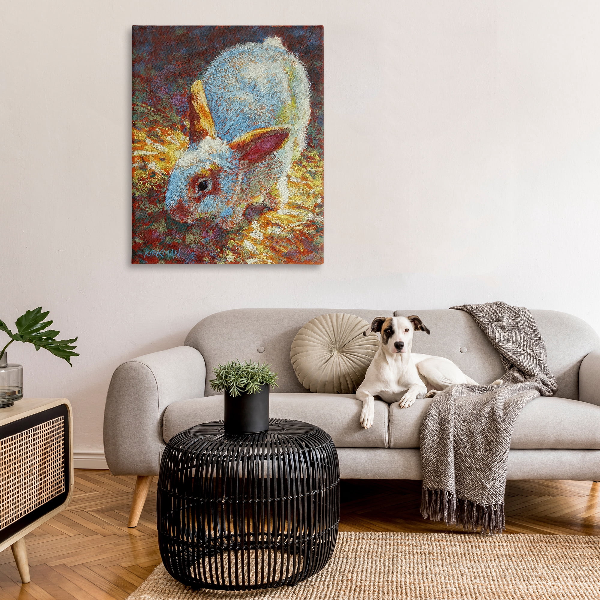 Stupell Industries Rabbit Pointillism Portrait Animals & Insects Painting Gallery Wrapped Canvas Art Print Wall Art, 36 x 48