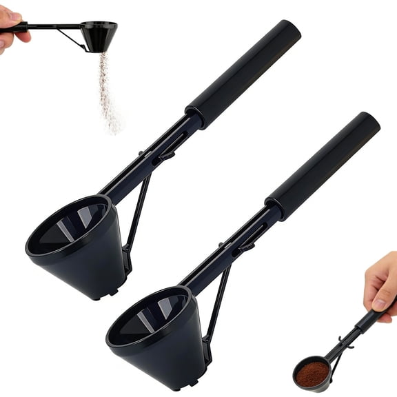 2Pcs Scoop With Funnel,Funnel Scoop,Protein Scoo p Funnel,Scoo p Funnel For Powder Sliding Bottom Measuring Spoon For Ground Coffee, Protein Powder, Tea, Water Bottles