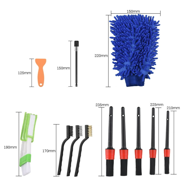 Carevas 26 Pcs Drill Brush Attachments Car Detailing Brush Kit, for Auto Exterior and Interior Sponges Detailing Brushes Mitt Air Vent Brush