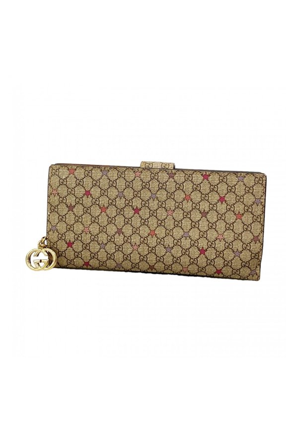Pre-Owned Gucci GG Supreme Long Wallet 305028 Brown Women's P3077021