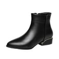 thumbnail image 4 of Womens Dress Boots for Ladies Winter Fall Business Formal Pointed Toe Leather Oxfords Low Heel Ankle Booties, 4 of 5