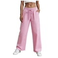 thumbnail image 2 of Duqingm Capri Pants for Women Womens Striped Barrel Casual Pants 2026 Trendy Summer Elastic Drawstring Baggy Lounge Wide Leg Trousers with Pockets Pink,XL, 2 of 7