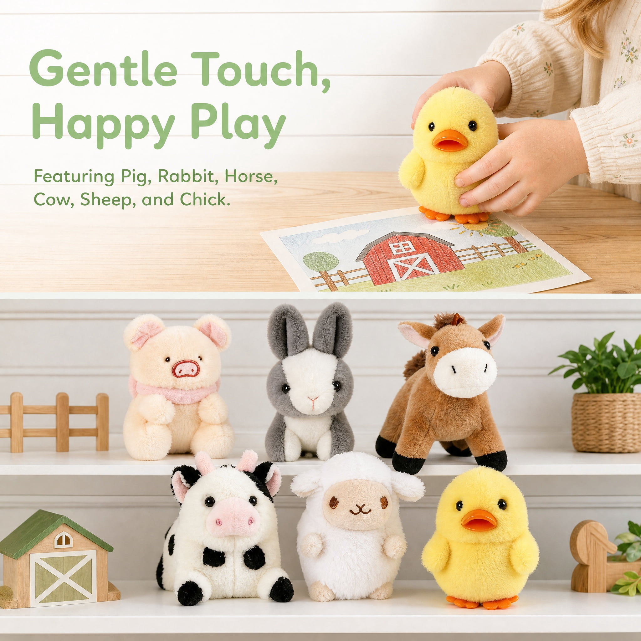 12pcs Farm Animal Toy, Cute Plush Lamb, Chick, Piglet, Cow, Perfect for Animal Themed Party, Student Achievement Award, Ideal Christmas and Halloween Birthday Gift