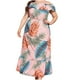 thumbnail image 1 of Vestido a media pierna informal con estampado floral bohemio de verano para mujer, vestido de fiesta en la playa con hombros descubiertos y hombros descubiertos Pompotops ghjkhdj18139, 1 of 9
