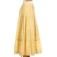 thumbnail image 3 of Sakkas Solid Embroidered Crochet Lace Trim Gypsy Bohemian Mid Length Cotton Skirt - Burnt Yellow - One Size, 3 of 5