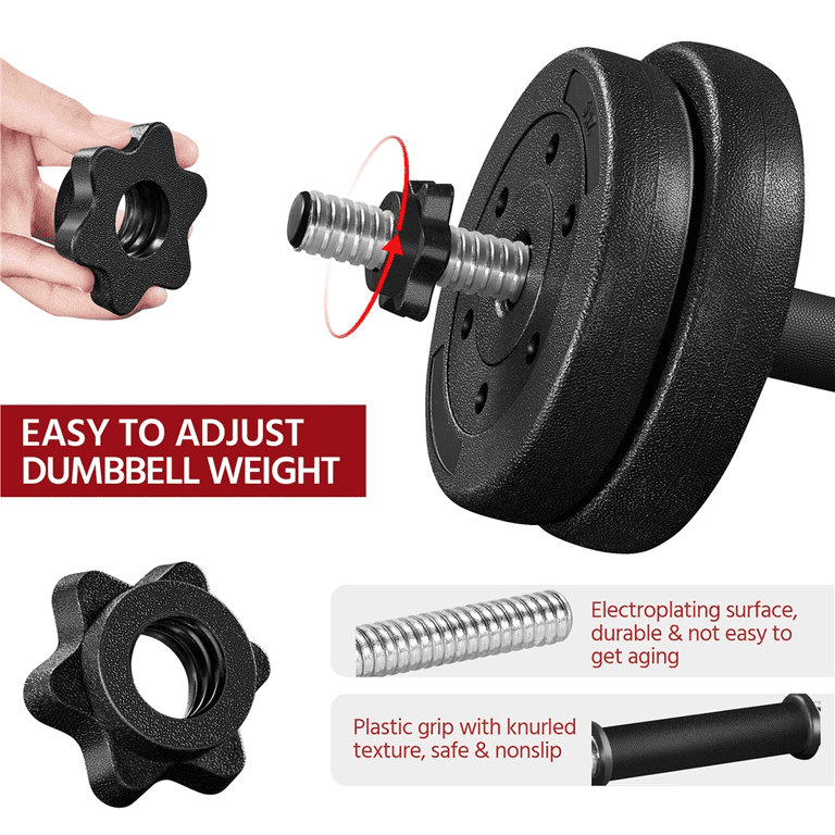 Yaheetech 33 lb Adjustable Dumbbell Set, Black photo 4