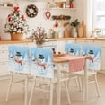 thumbnail image 2 of Christmas Snowman Chair Covers Set of 4 Winter Snowman Bird Xmas Trees Snowing Chair Back Covers Stretch Removable Washable Slipcovers Protector for Dining Room Kitchen Party Decor, 2 of 5