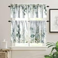 thumbnail image 3 of Eucalyptus Leaf Floral Kitchen Window Valance Curtain Set, Pring Sage Green Farmhouse Leaves Watercolor Botanical Plants Valances and Tier Set for Living Room 54''x18'' & 27''x24''x2, 3 Panels, 3 of 4