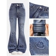 thumbnail image 5 of Girls Flare Jeans with Heart Patch, Stretch Bell Bottom Denim Pants for Tween Girls 8-12 Years, 5 of 8