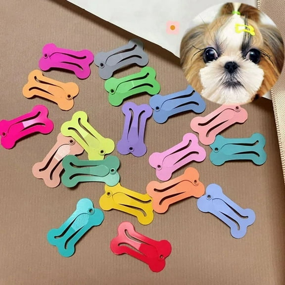 Cute Dog Hairpin Colorful Bone Shape Hairpin Pet Small Dog Hair Clips for Chihuahua Pug Grooming Dog Accessories-D,20 x hair clip,Grey