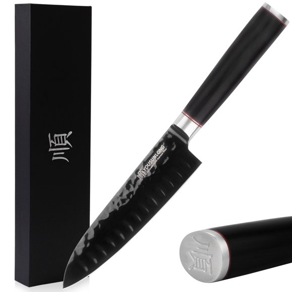YOUSUNLONG Couteau Santoku 7 Pouces - Couteau de Cuisine Couteau de Chef Japonais Acier AUS8