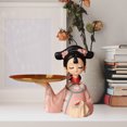 thumbnail image 4 of Chinese Creative Girl Figurine Cookie Modern Entrance Key Holder Collectible Sculpture Jewelry Trinket Tray Statue Home Decor , 18x15cm, 4 of 12