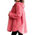 thumbnail image 2 of Winter Coats for Women Plus Size Plus Size Womens Coats Plus Size Coat Fuzzy Fleece Jacket for Women Lightweight Cozy Button Hooded Shirts Womens Winter Coats Causal Plus Size Bed Jackets, Pink-S, 2 of 7