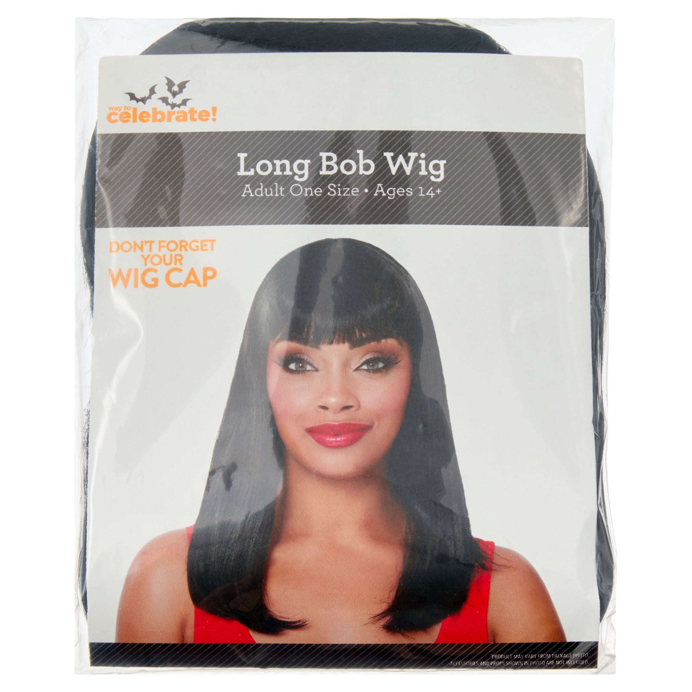 Long Bob Wig Costume Accessory for Adults, Black, Halloween by Way To Celebrate