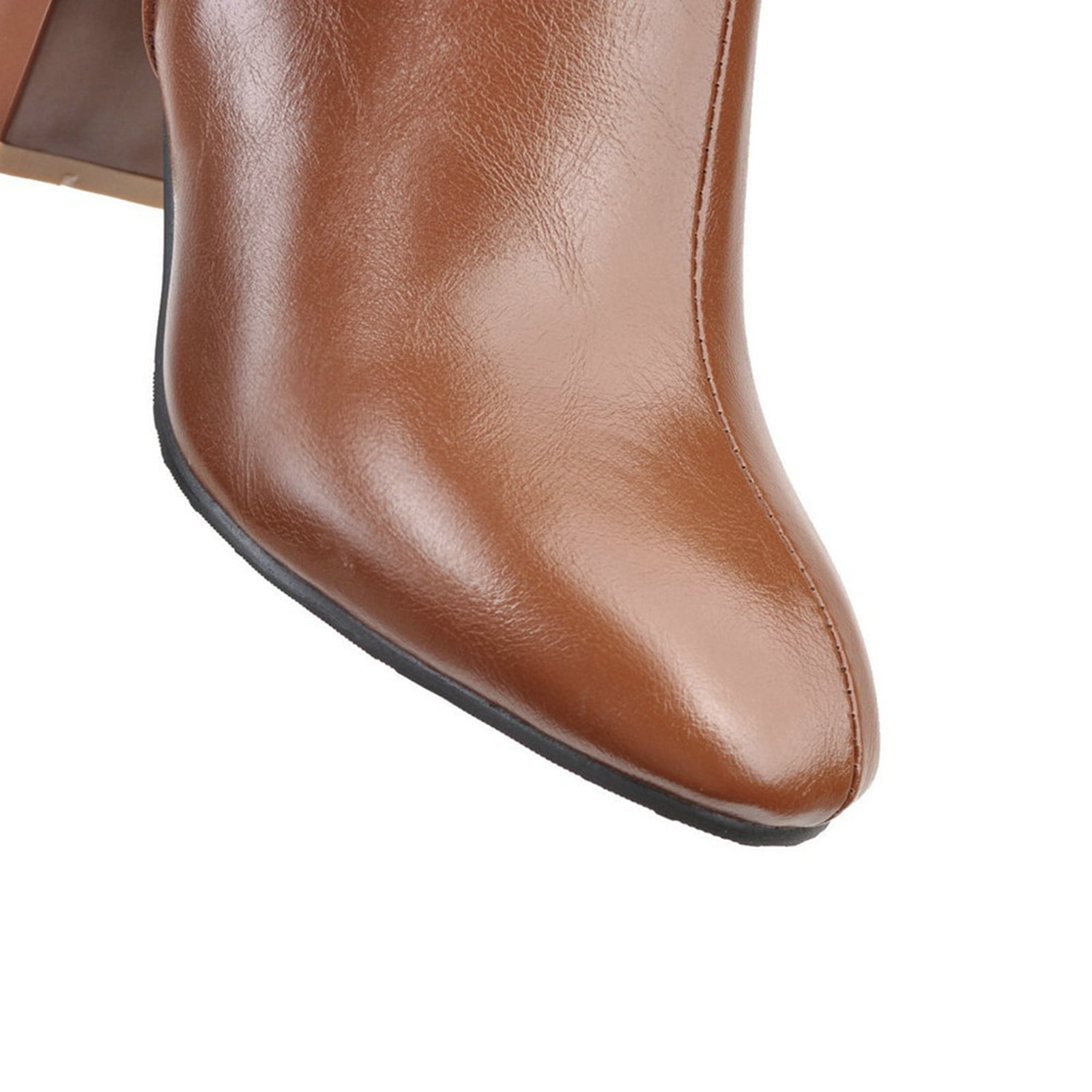 AXXD Women's Warm Riding Mid Calf High Heel Knee High Riding Boots Women's Cowgirl Boots Christmas On Clearance Brown Size 41(US:8.5)