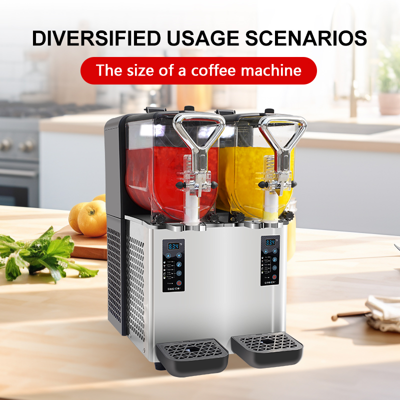 GSEICE 2Tank 1.6 Gal Commercial Slushie Machine for Bar Restaurant, Slushy Machine for Slush Margaritas Daiquiri and Frozen Drinks, 110V Stainless Steel Frozen Drink Maker for Home, Outdoor Parties
