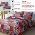 thumbnail image 3 of Quilt Set King Size Lightweight Quilt Bedding Plaid Patchwork Bedding Twin Bedspread Coverlet Reversible Quilt Bedspread Microfibers Quilts for All Season, 3 of 6