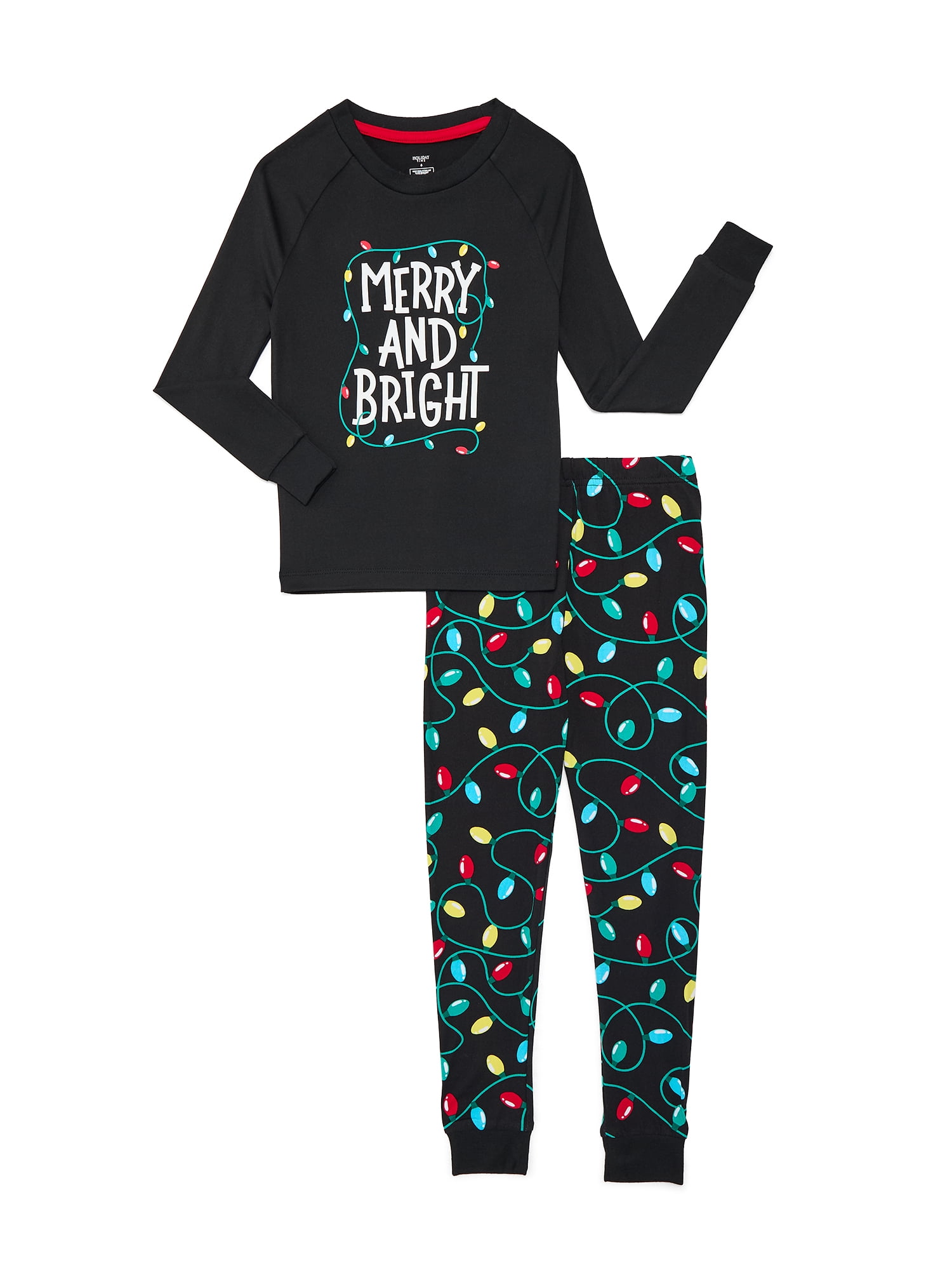 Holiday Time Unisex Kids Matching Family Pajama Set, 2-Piece, Sizes 6 to 12