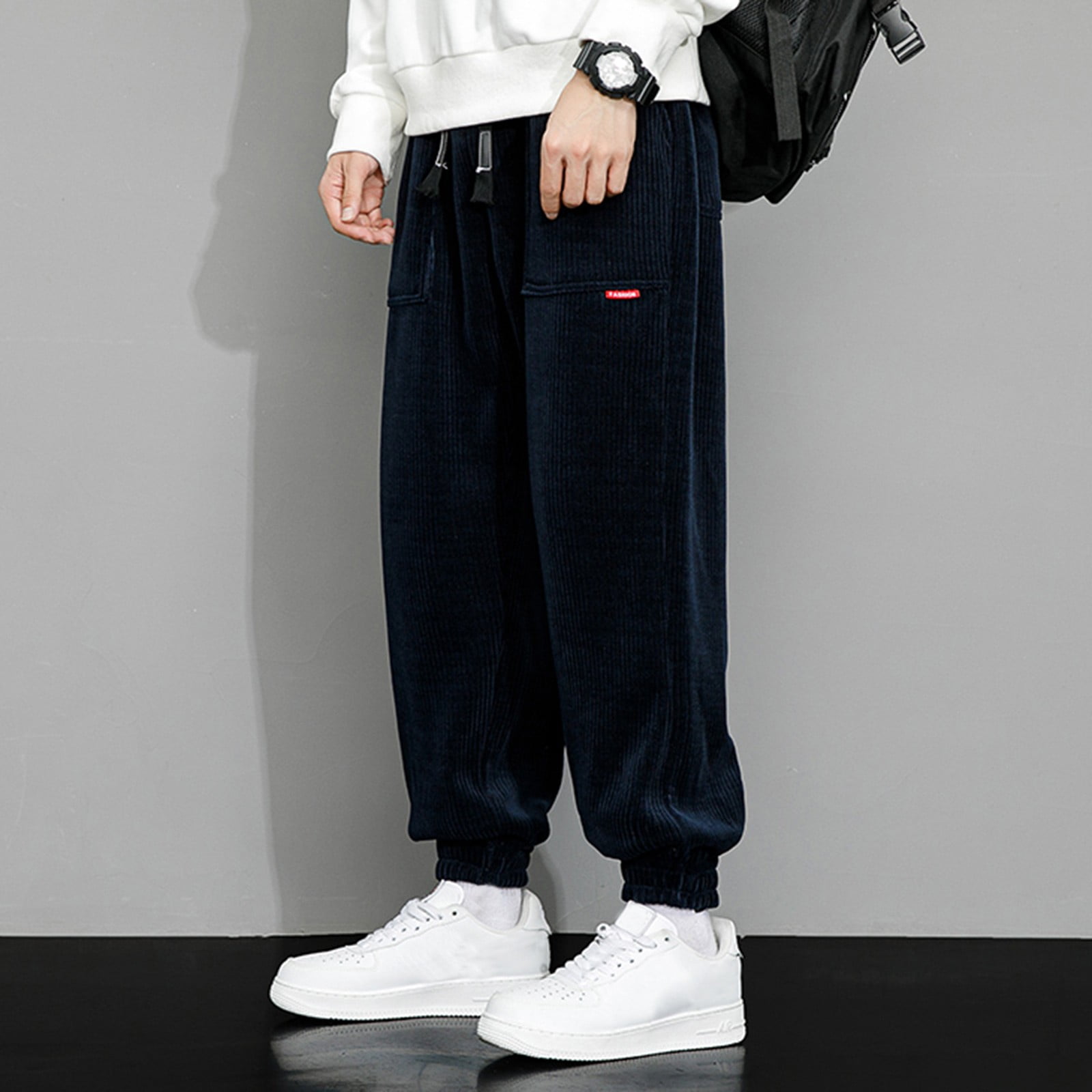 Black corduroy joggers hotsell