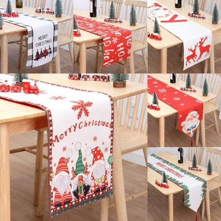 

Christmas Table Runner Long Xmas Tablecloth Christmas Theme Printed Table Cover Winter Holiday Christmas Dining Table Decorative Table Flag