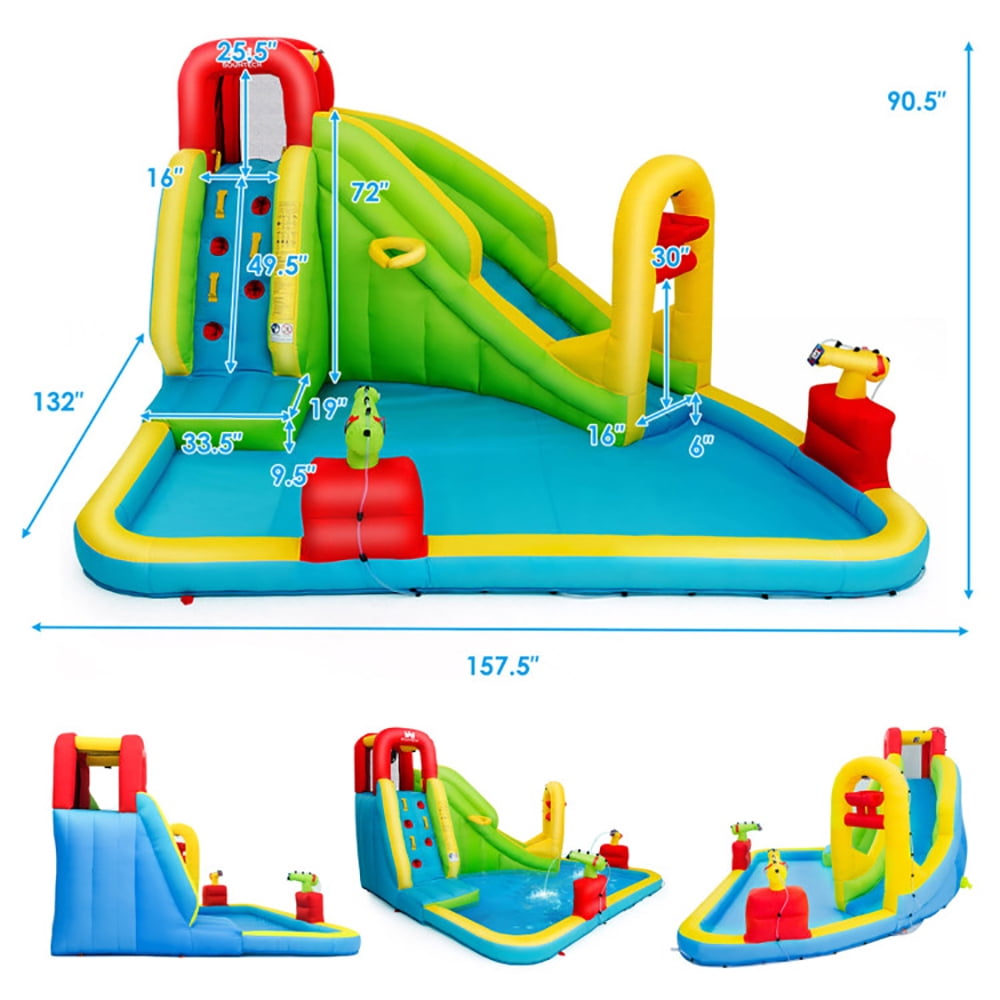Aimee Lii Inflatable Splash Jump Slide Water Bounce without Blower, Kids Bounce House, Playhouse for Kids Outdoor