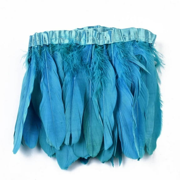 1Bag Fashion Goose Feather Cloth Strand Costume Accessories Deep Sky Blue Feather: 100~180x38~62mm about 2m/bag