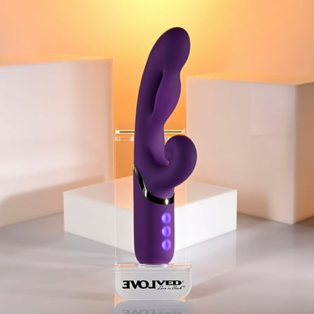 Evolved Pleasure Puff Rechargeable Silicone Expandable Rabbit Vibrator, Purple