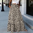 thumbnail image 2 of QIUOMBBP Womens A Line Long Skirt Elastic High Waist Drawstring Floral Flowy Maxi Skirts Summer Beach Vacation Wear Khaki L, 2 of 7
