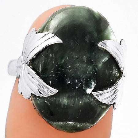 Natural Russian Seraphinite 925 Sterling Silver Ring s.8 Jewelry R-1354 SDR246963